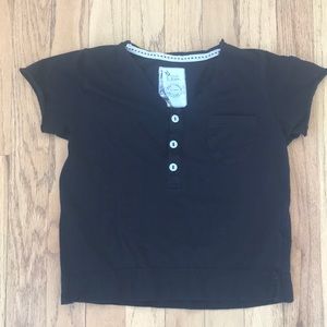 Raw Hem Short Sleeve Henley